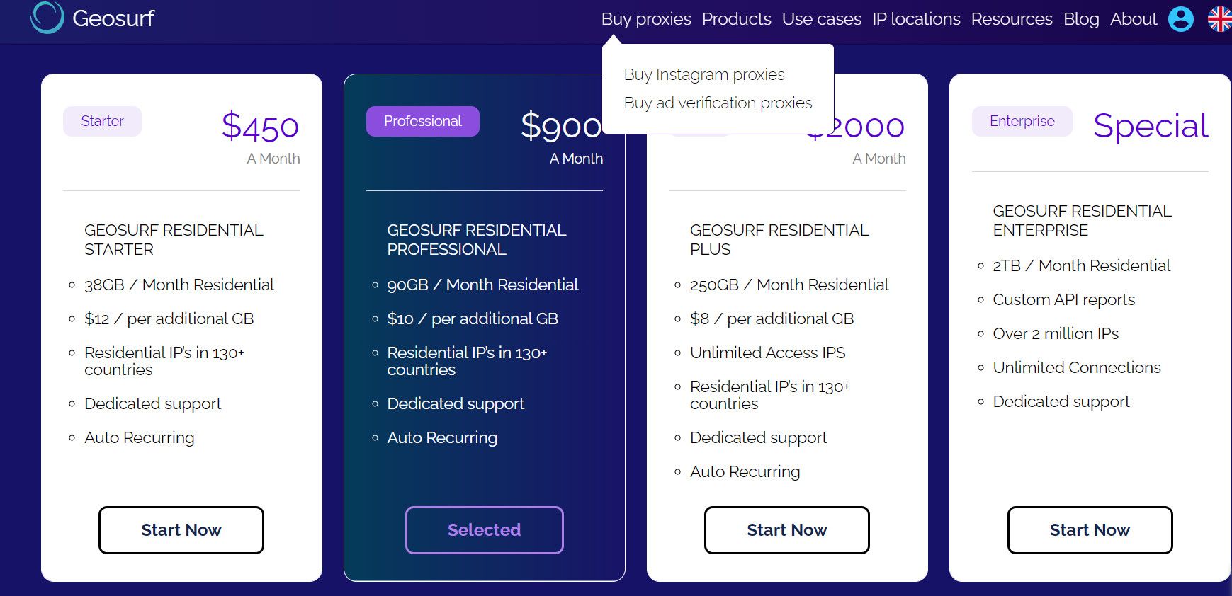 GeoSurf payment interface.