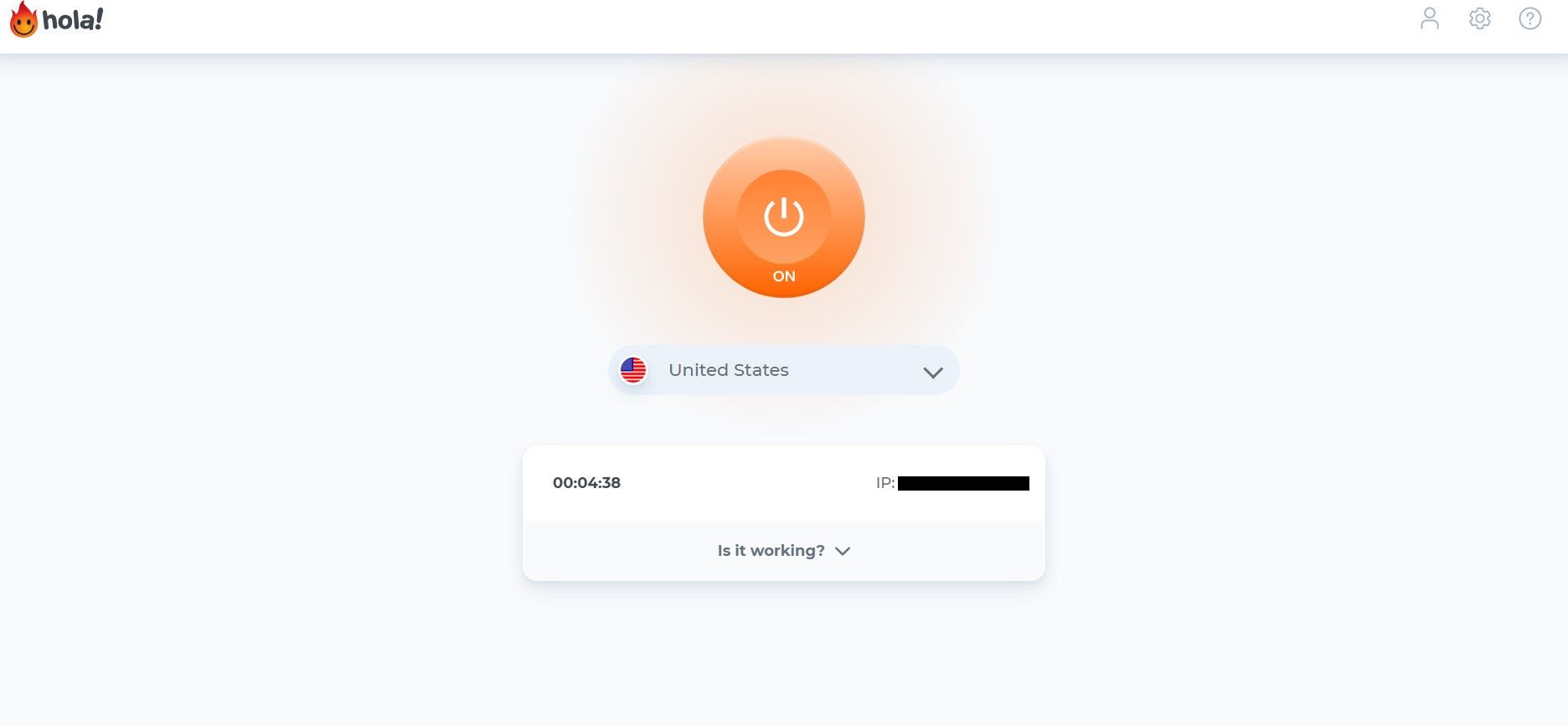 Hola proxy connection interface