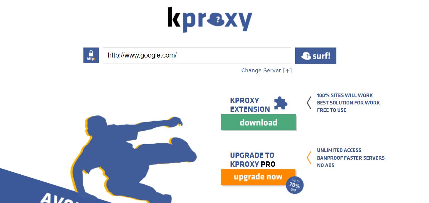 Kproxy homepage interface.